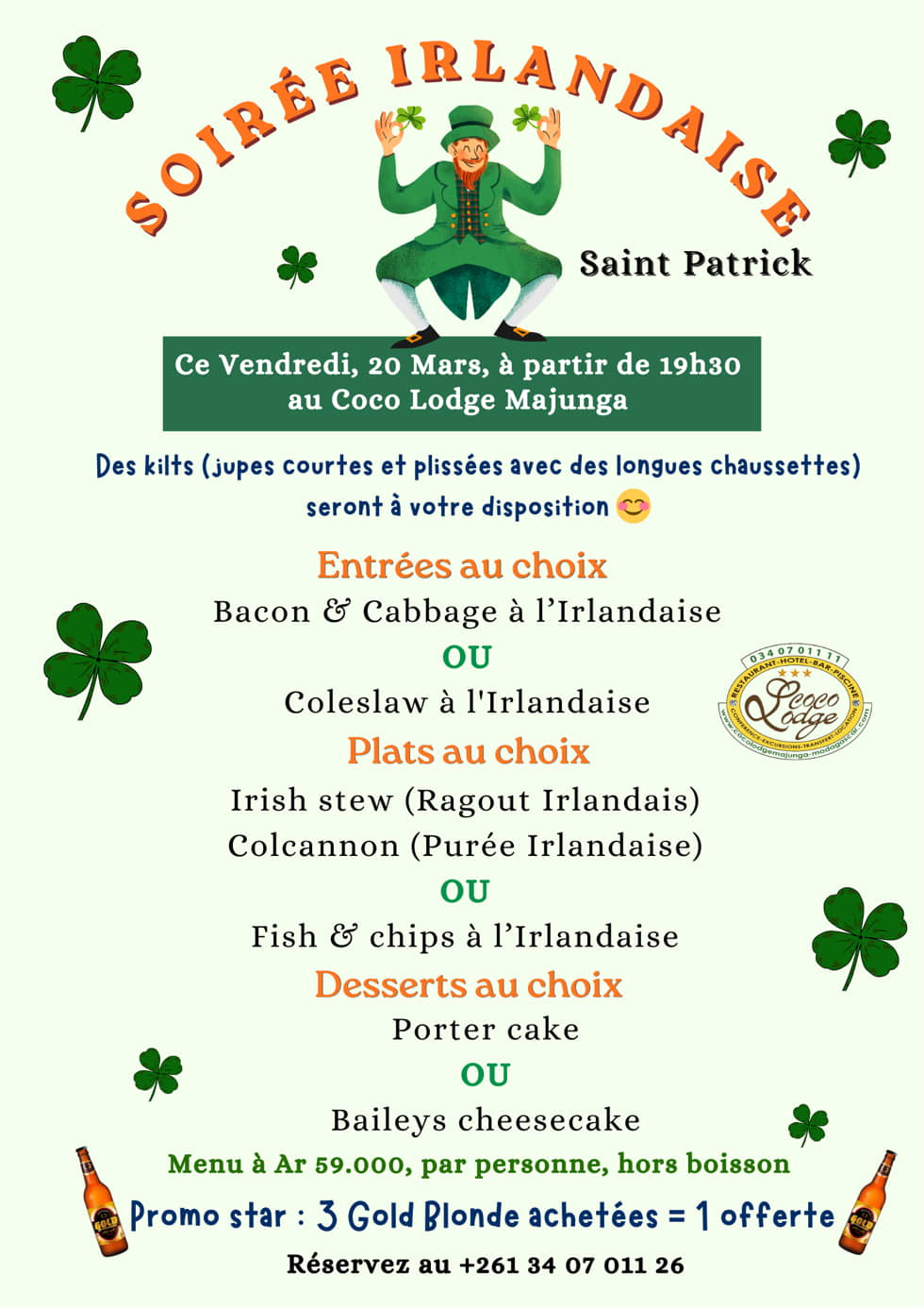 Soirée Saint-Patrick Coco Lodge