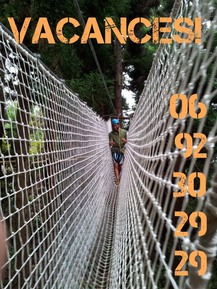 Passerelle en filet à Makes Aventures, réservation au 0692 30 29 29